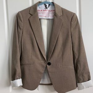 H&M Size 4 Beige/Houndstooth Fitted Blazer